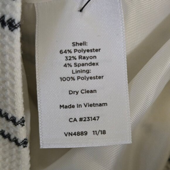 Talbots NWOT Aberdeen Knit Blazer Textured Ponte Stripe Cream Navy Size 16 - Picture 9 of 9